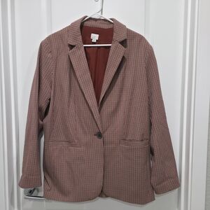 a new day Women's Red Houndstooth Blazer